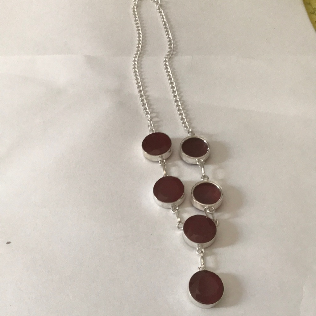 Elegant Silver And Red Mozambique Garnet Necklace